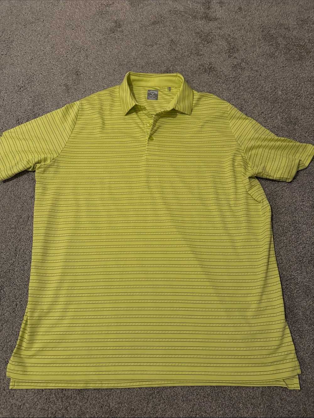 Callaway Lime Green Striped Golf Polo